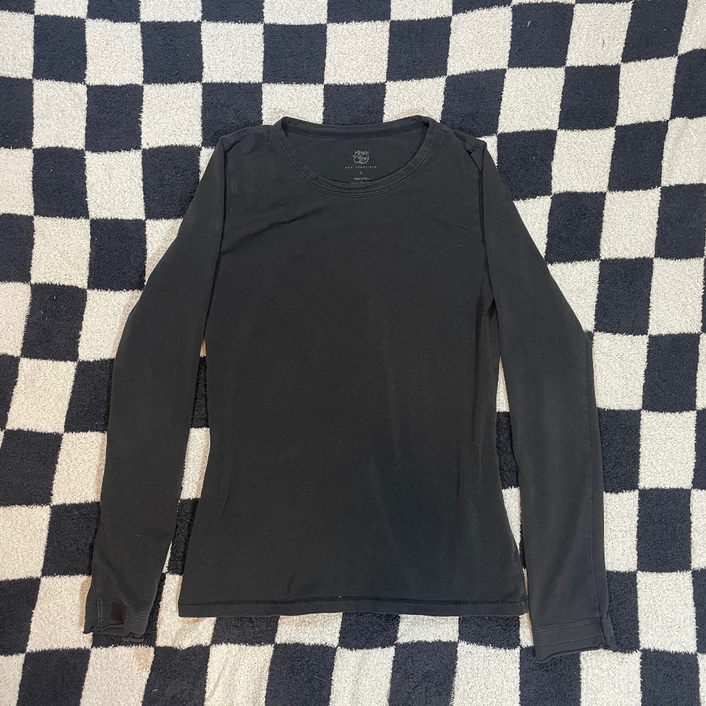 margaret oleary organic pima cotton black long sleeve women's size small
